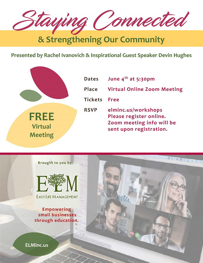 Easy Life Management Staying Connected event flyer