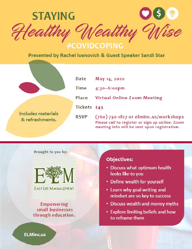 Easy Life Management Staying Healthy Wealthy Wise flyer