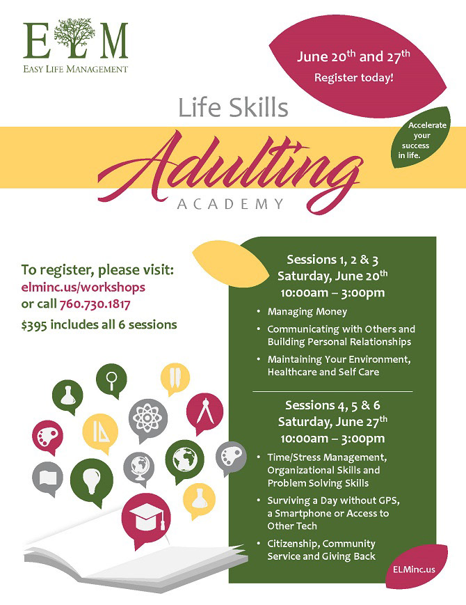 Easy Life Management Adulting Academy flyer