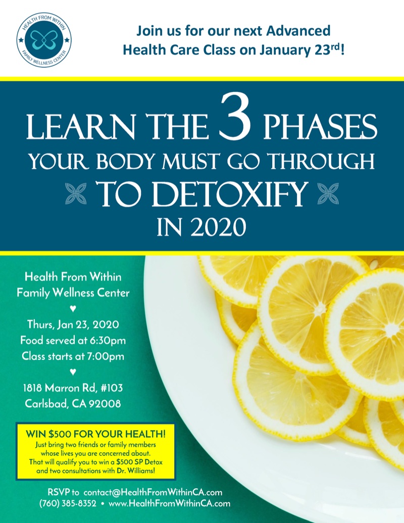 Health From Within flyer: learn the 3 phases your body must go through to detoxify