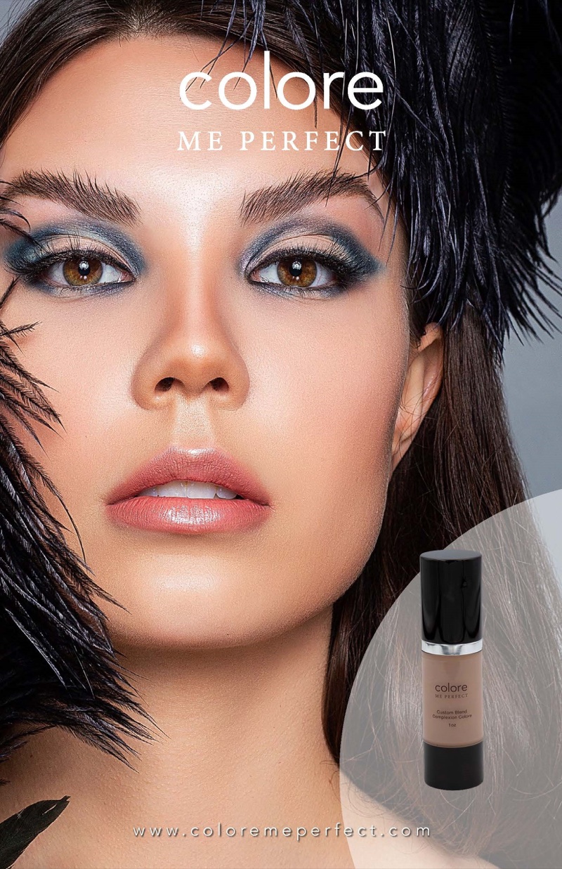 Colore Me Perfect ad with a model wearing bold eye makeup